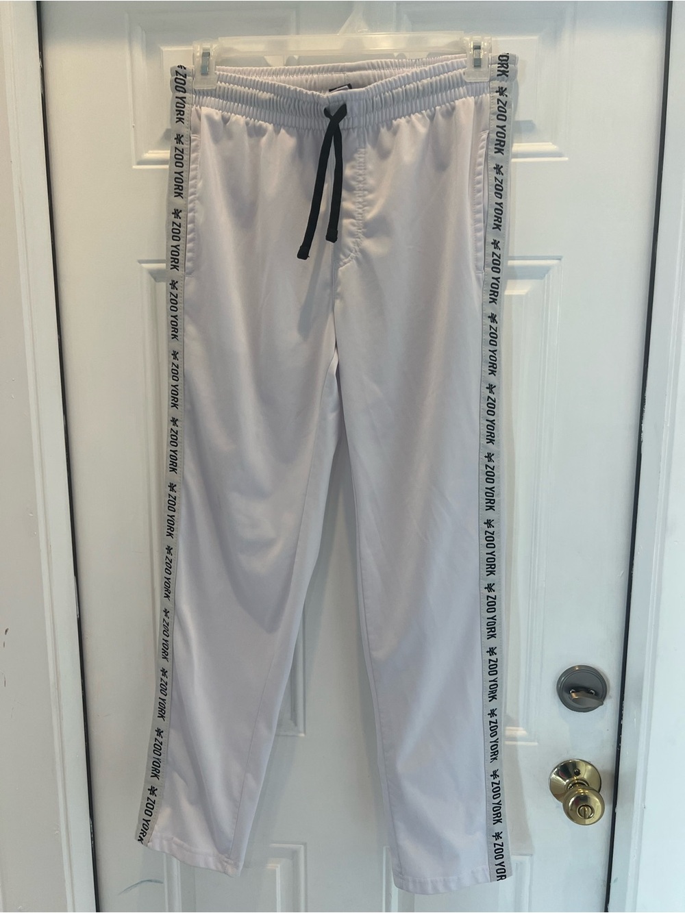 Zoo York Black Jogger Track  Casual Pants M Elastic Drawstring Waist White #990